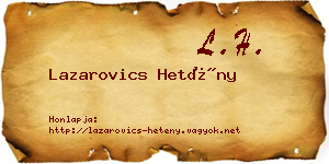 Lazarovics Hetény névjegykártya